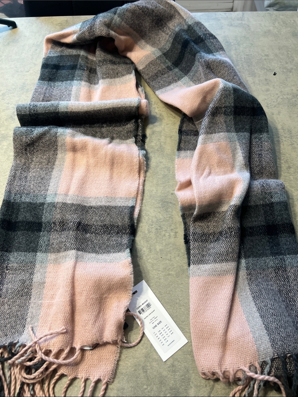 Vero Moda Plaid Knit Scarf - Pink & Gray